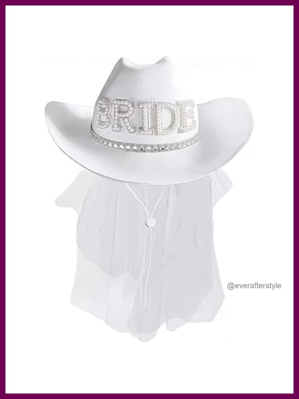 Bridal Cowboy Hat with Veil Felt Bachelorette Party Gift